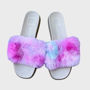 Dolce Vita Pink and Purple Fluffy Slides
